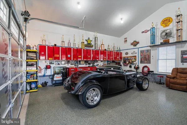 a car and bike in a storage & utility room