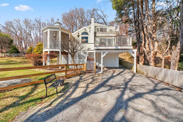 a view of a building with a bench