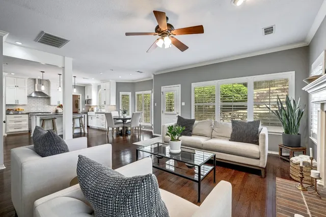a living room with furniture or outdoor view and a large window