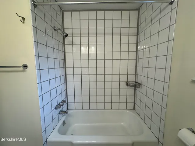 a bathroom with a bathtub