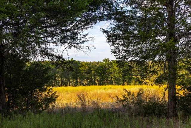 a view of a lake with a house in the background