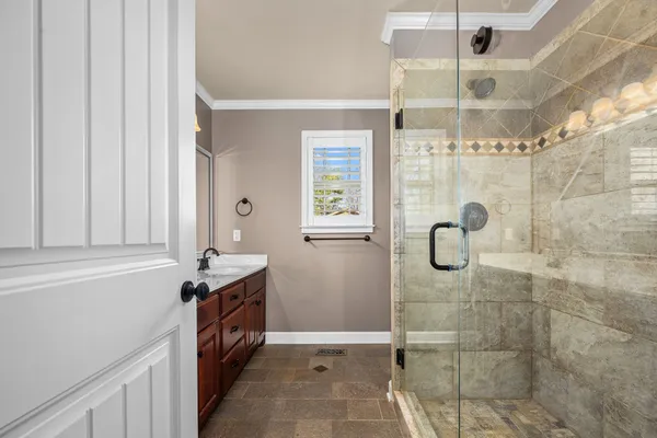 a bathroom with a shower