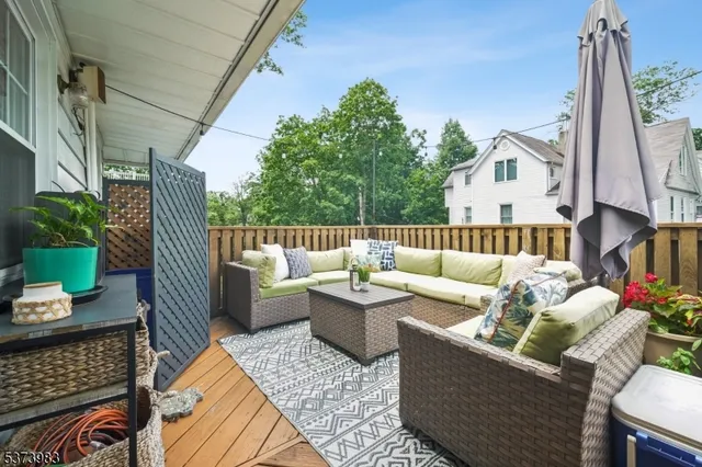 a building outdoor space with patio furniture