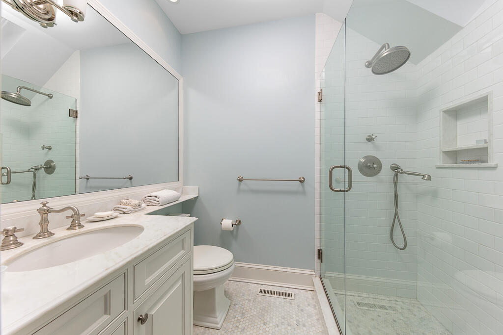 21 Halter Lane Darien, CT 06820 - Photo 37 of 45 a bathroom with a granite countertop sink toilet and shower