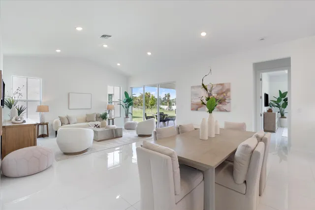 a view of a dining area with furniture