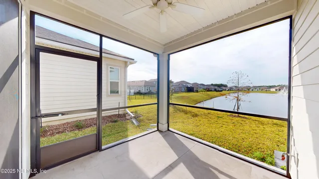 a view of a balcony with chairs