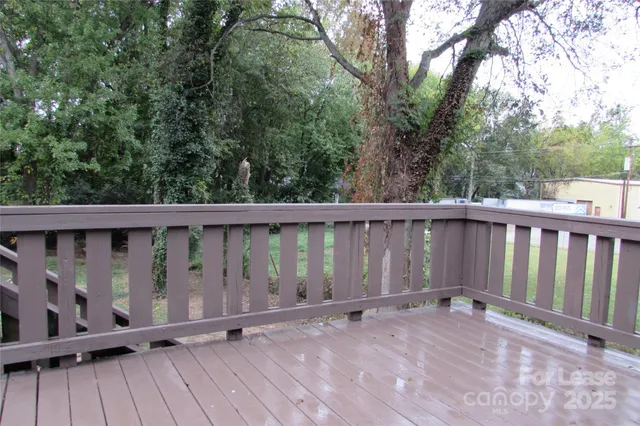 a view of wooden balcony