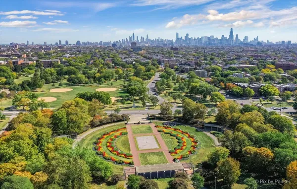 a view of a city and a ocean view