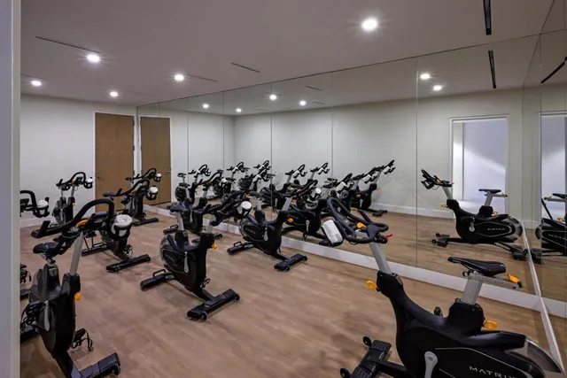 a view of a room with gym equipment