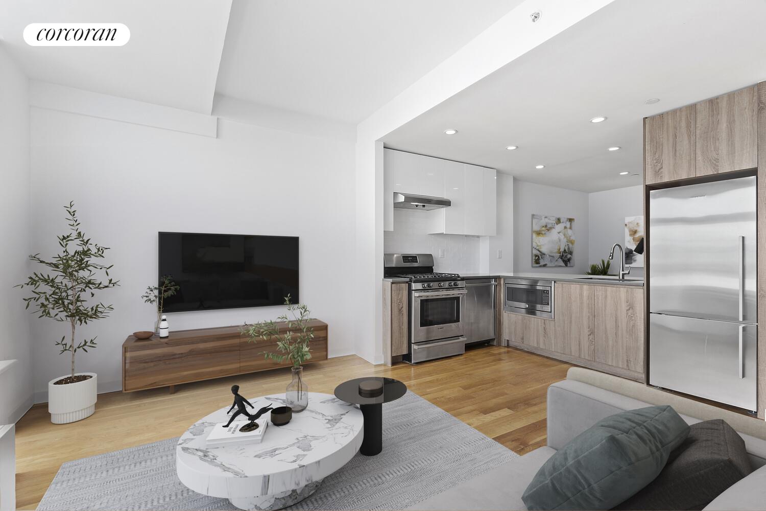 247 North 7th Street, Unit 2 308 Brooklyn, NY 11211 - Photo 2 of 15 a living room with furniture and a flat screen tv