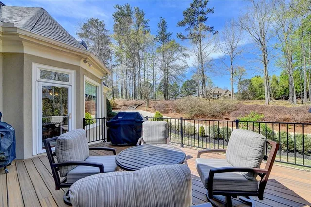 an aerial view of a swimming pool