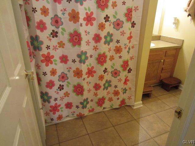 1110 Cameron Road Effort, PA 18330 - Photo 35 of 46 a bathroom with a toilet and a shower curtain