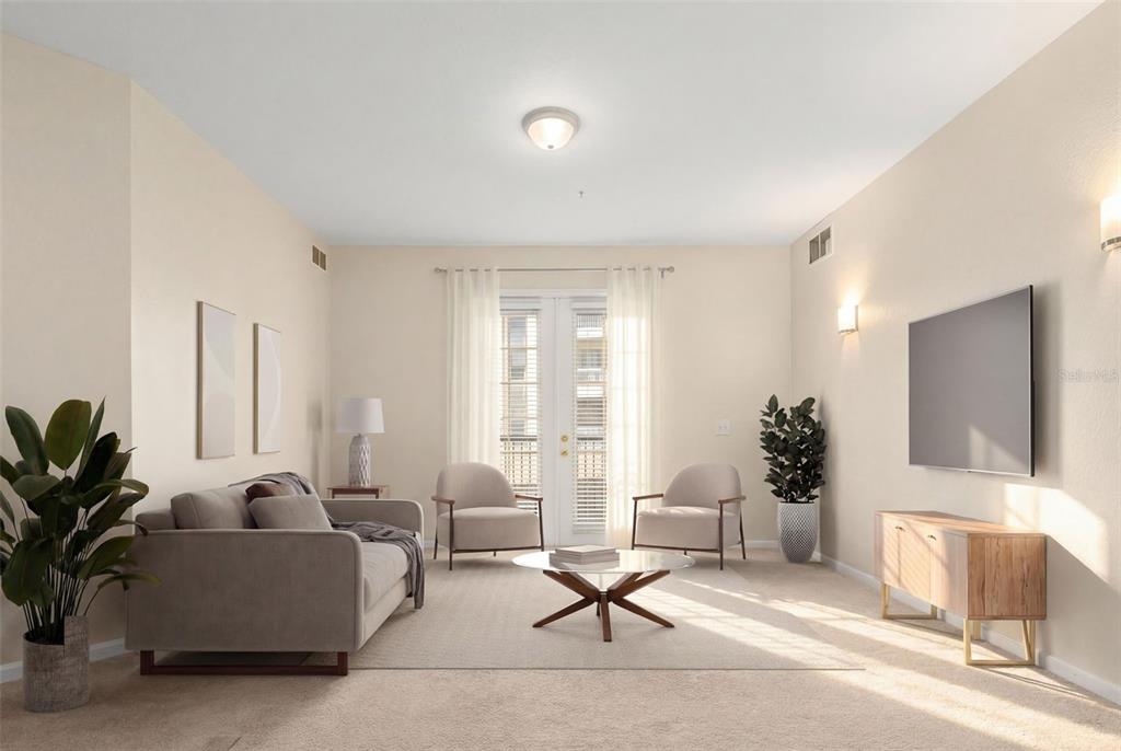 3001 Greystone Loop, Unit 106 Kissimmee, FL 34741 - Photo 7 of 27 a living room with furniture and a large window