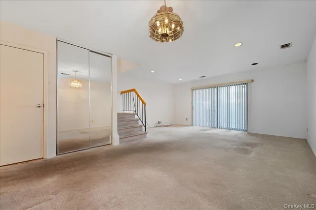 an empty room with a door