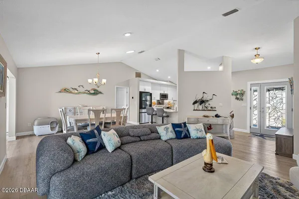 a living room with furniture