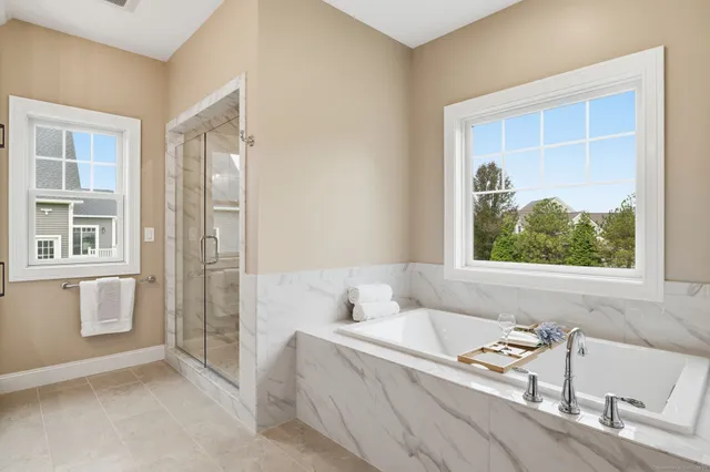 a bathroom with a tub