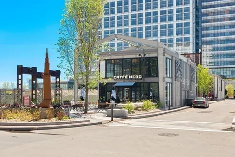 a view of a building with a patio