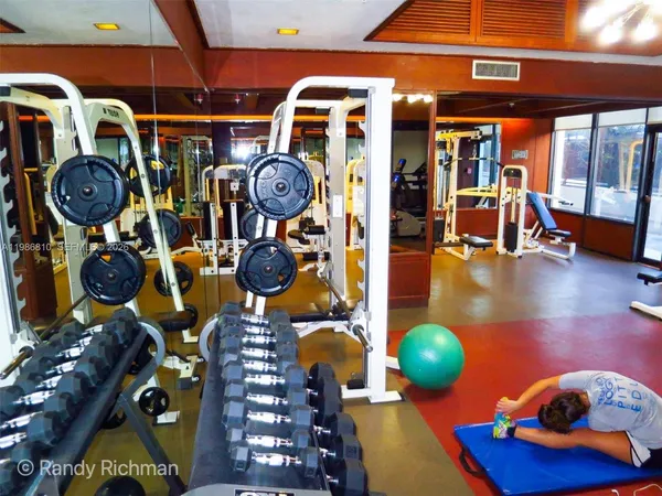 a view of a room with gym equipment