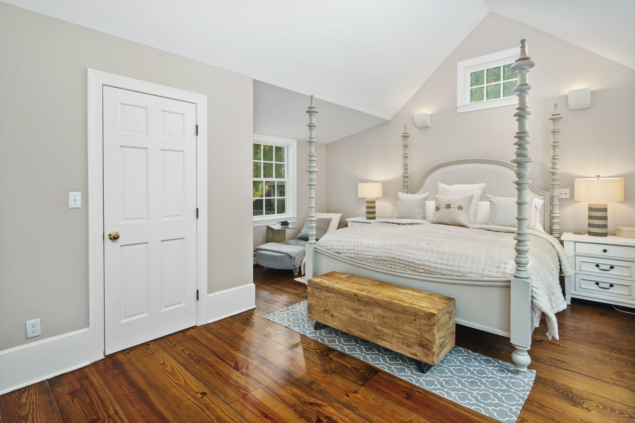 7 Little Brook Road Rowayton, CT 06853 - Photo 14 of 36 a bedroom with a bed and wooden floor