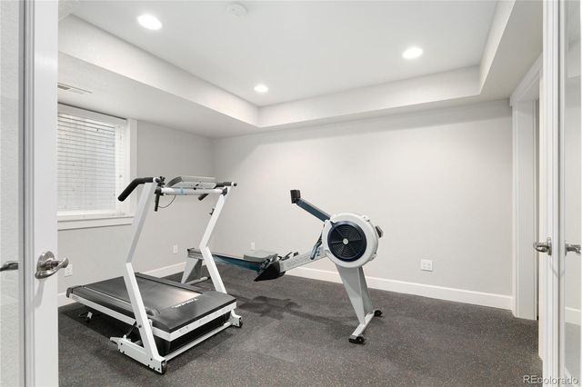 a room with gym equipment