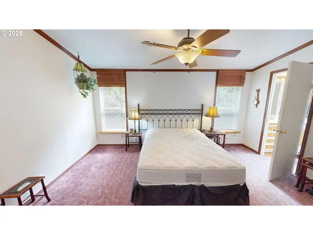 a living room with a bed furniture and a window