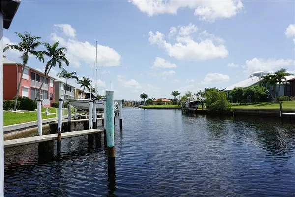 a view of a lake with houses