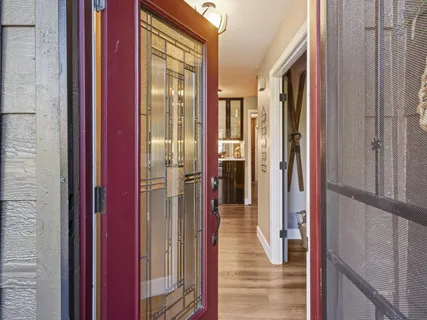 a view of a hallway with a hallway and interior of the house