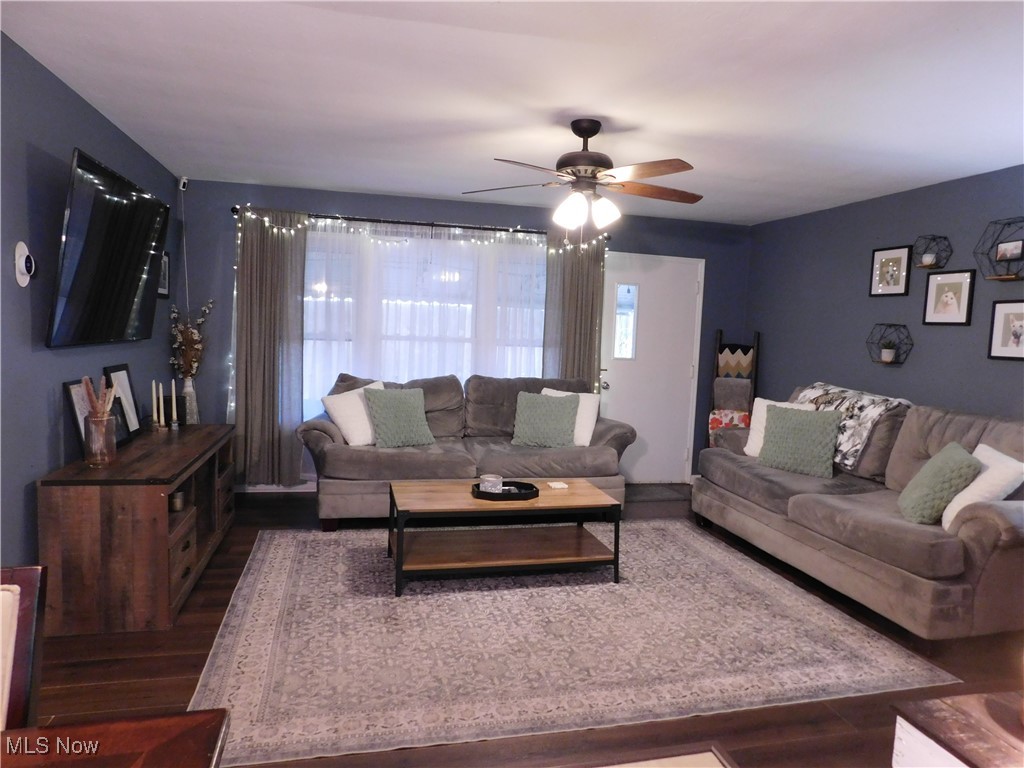 9720 West Ridgewood Drive Parma Heights, OH 44130 - Photo 3 of 46 Living room featuring wood finished floors and a ceiling fan