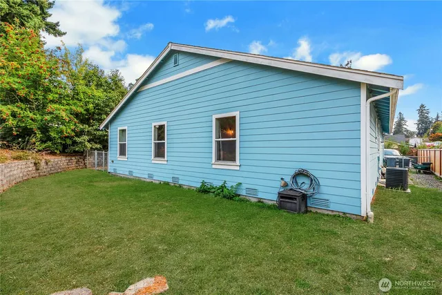 a view of a backyard with a garden