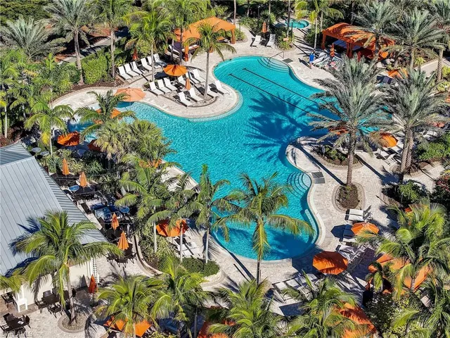 a view of swimming pool with a garden