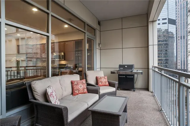 a living room with furniture