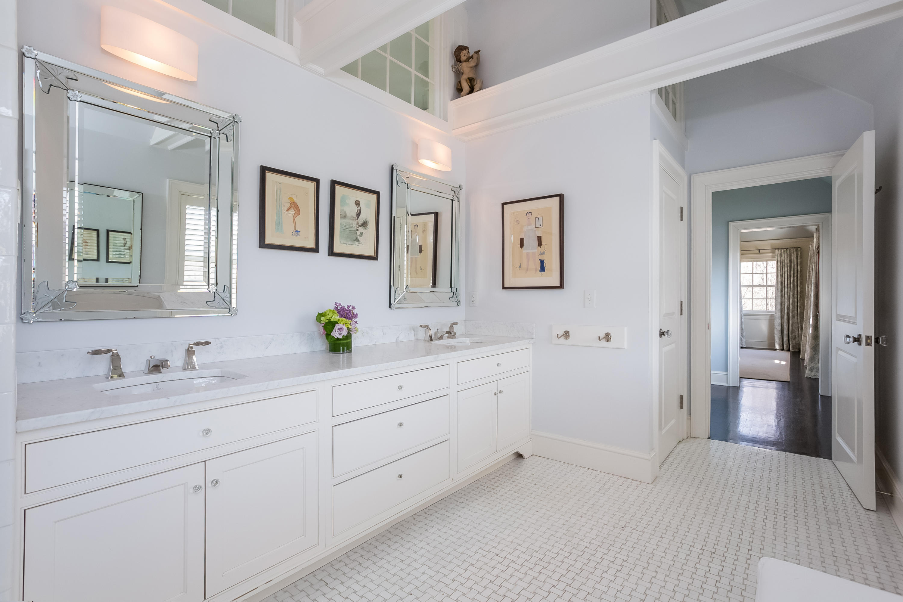 6 Davis Lane Darien, CT 06820 - Photo 26 of 49 a spacious bathroom with 2 sink tub and a mirror