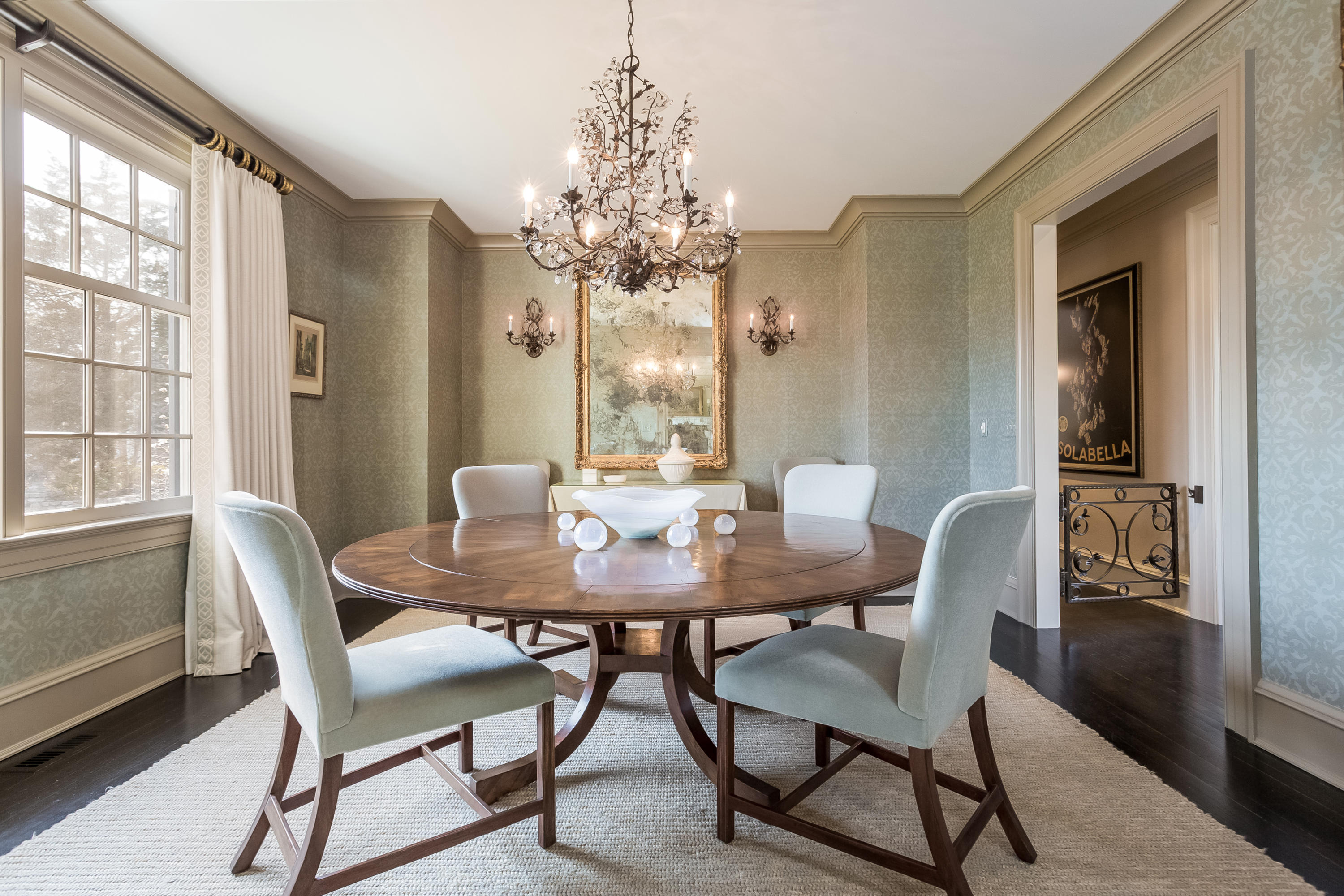 6 Davis Lane Darien, CT 06820 - Photo 10 of 49 a view of a dining room with furniture and chandelier