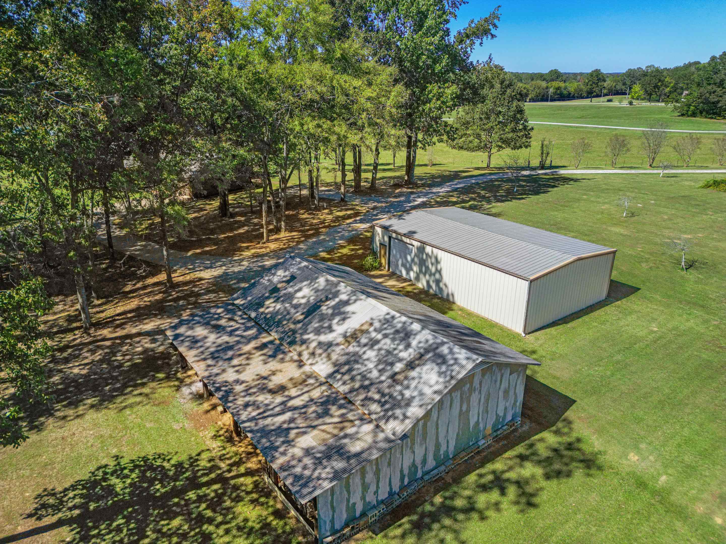 650 Blain Road Rossville, TN 38066 - Photo 4 of 32 Large workshop with electricity and concrete flooring alongside a barn with covered lean-to, providing exceptional space for equipment, hobbies, storage, or animals.