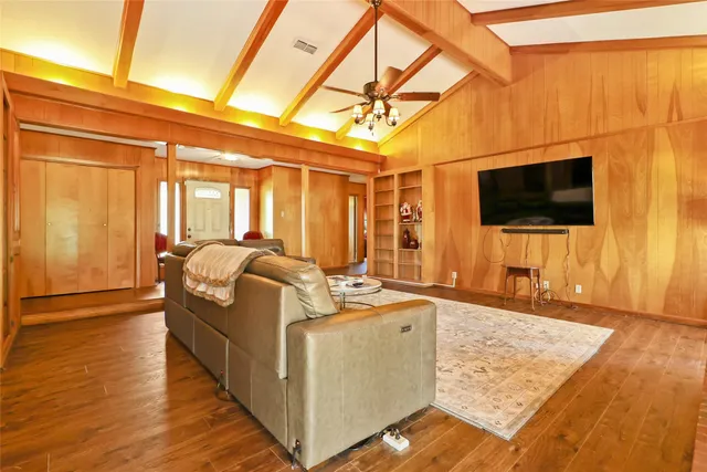 a living room with furniture