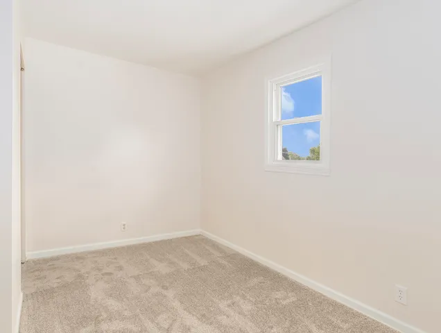 a view of a small space with a window