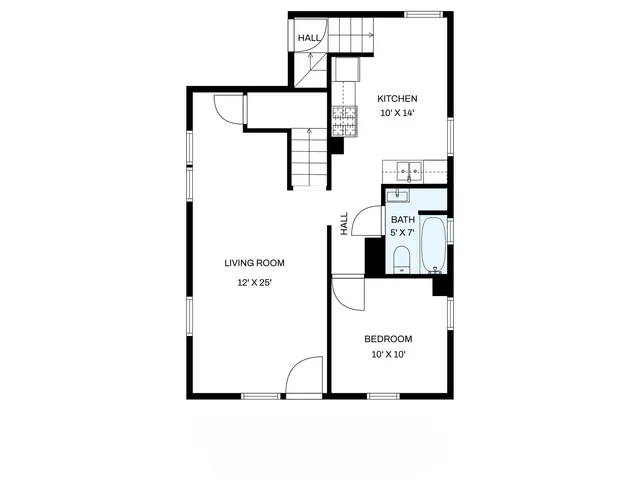 a picture of a bench in a white wall