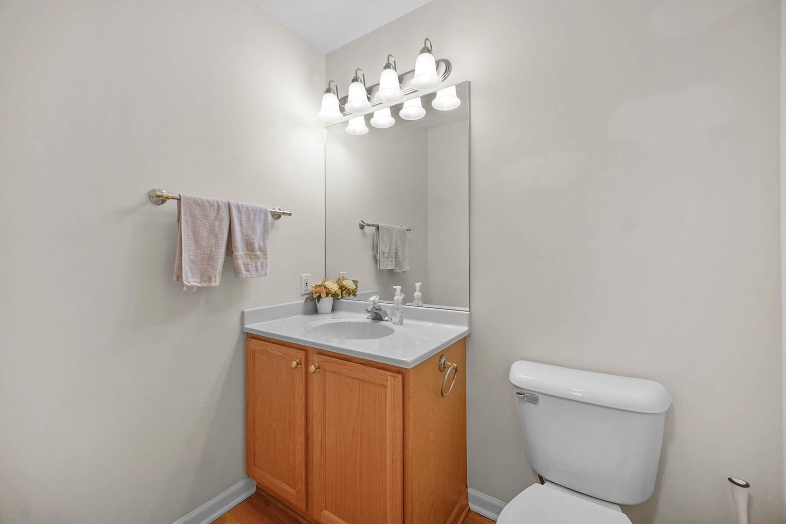 958 Willow Circle DeKalb, IL 60115 - Photo 24 of 35 a bathroom with a toilet a sink and mirror