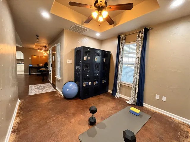 a room with gym equipment