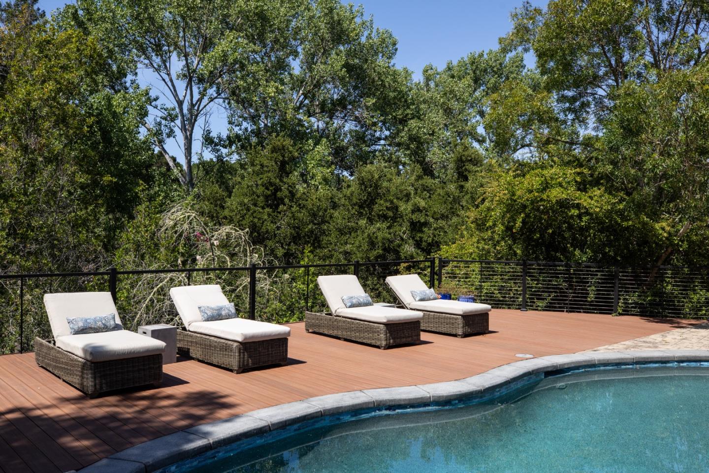 345 Harcross Road Woodside, CA 94062 - Photo 29 of 37 a view of patio with couches and a fire pit