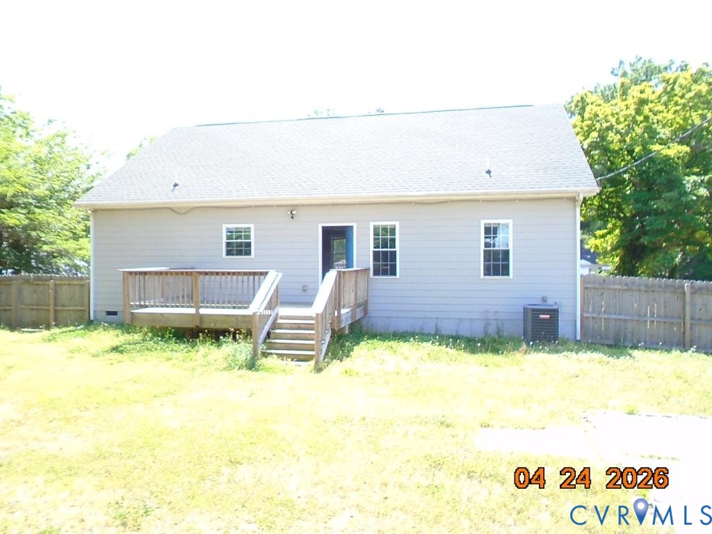 2707 Berry Road Richmond, VA 23234 - Photo 15 of 16 Rear exterior featuring light gray siding, a pitch