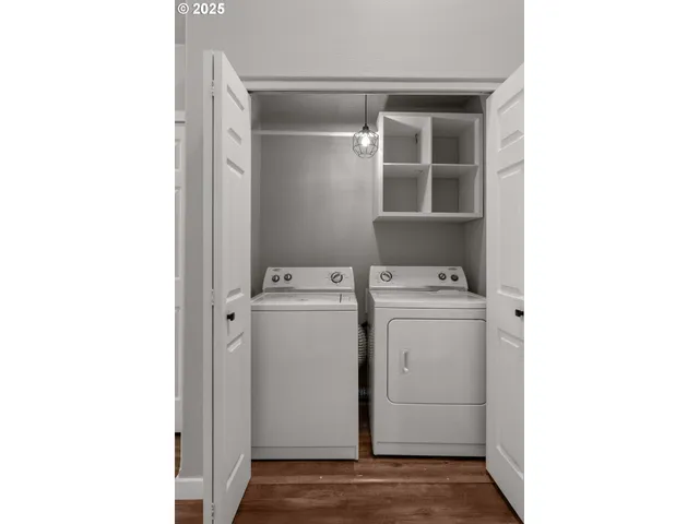 a utility room with dryer and washer