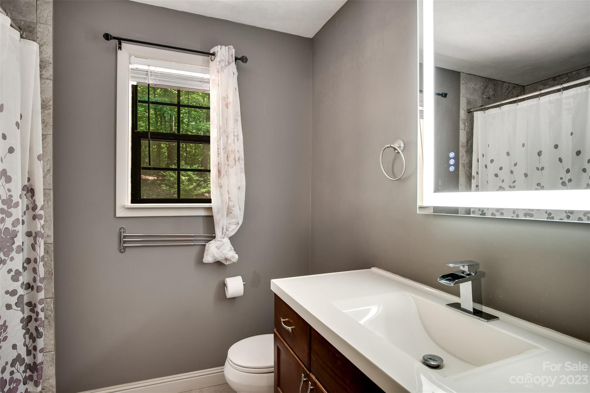 669 Walker Point Road Hayesville, NC 28904 - Photo 18 of 46 a bathroom with a sink a toilet and mirror