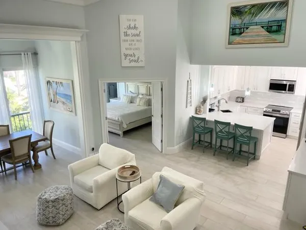 a living room with furniture and a couch