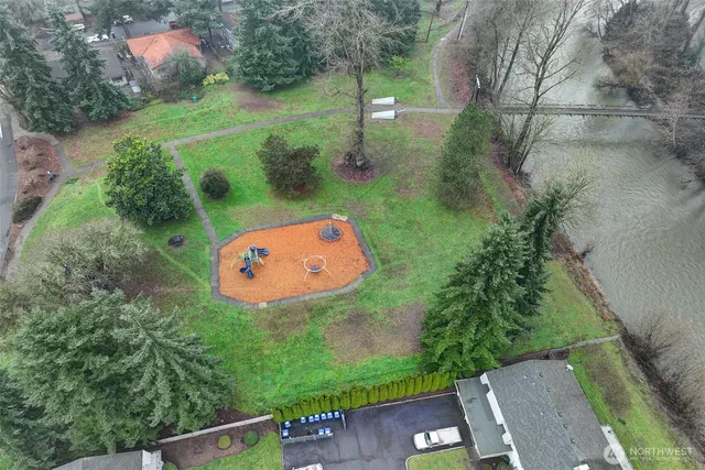an aerial view of a house