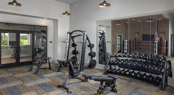 a view of a room with gym equipment