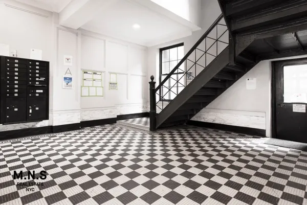 a black and white wall with black and white walls