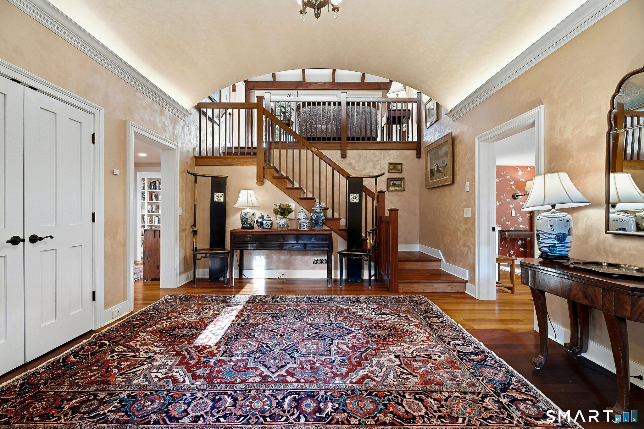 484 Joshuatown Road Lyme, CT 06371 - Photo 6 of 40 Main level entry with barrel vaulted foyer. Elevator provides easy access from front patio left door