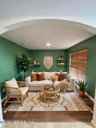 a living room with furniture