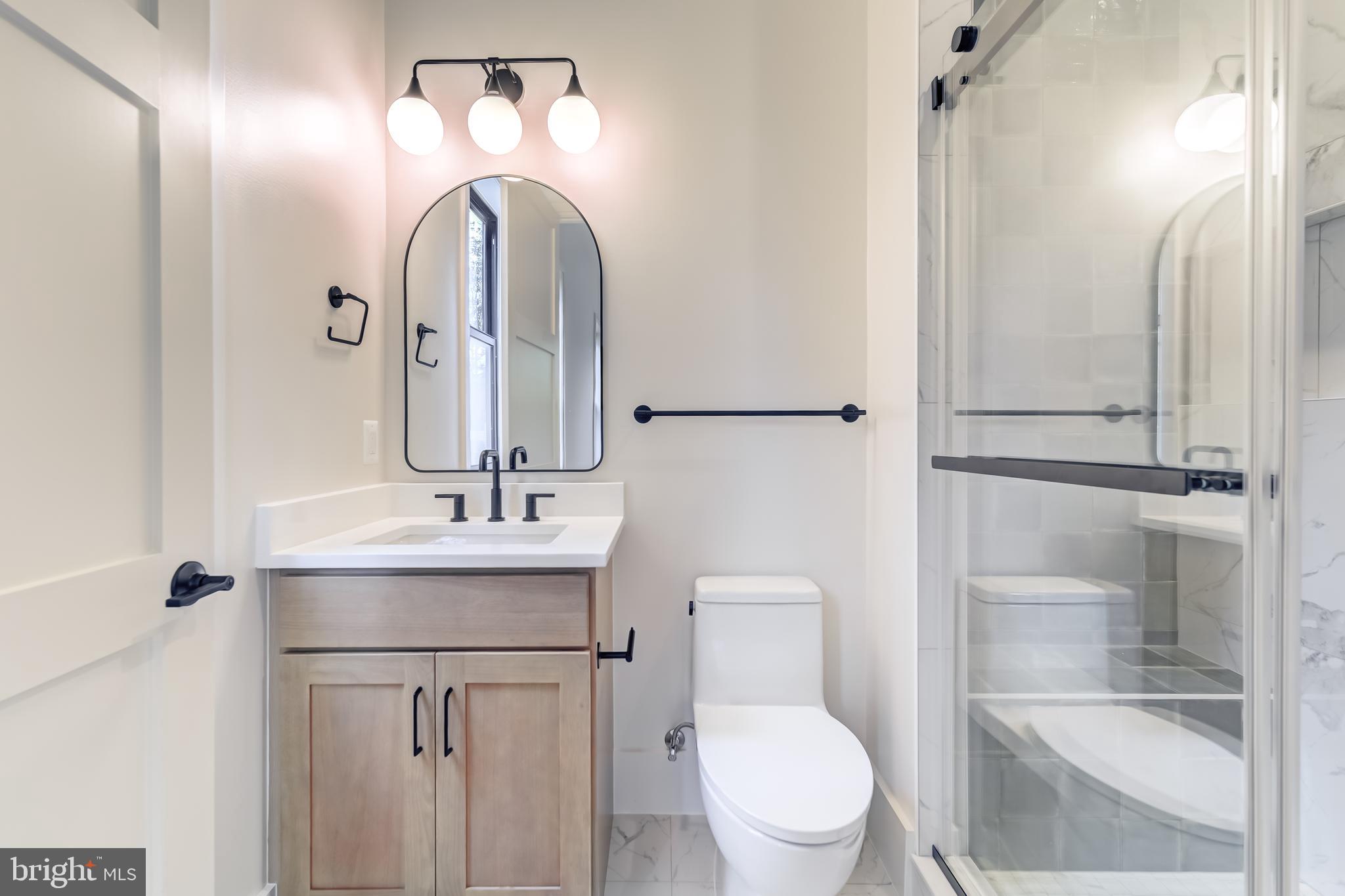 913 Symphony Circle Southwest Vienna, VA 22180 - Photo 44 of 150 a bathroom with a toilet a sink and a mirror
